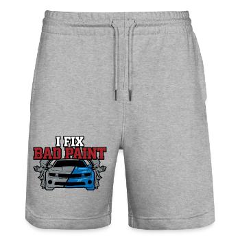 Car Body Workshop Car Body Technician - Stanley/Stella Trainer Unisex Organic Jogging Shorts - heather grey - Front - Nik (191cm) & Marisol (170cm)