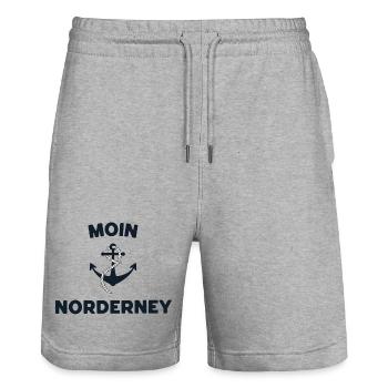 Moin Norderney – Maritimes Anker-Design - Stanley/Stella Unisex Bio Joggingshorts Trainer  - Grau meliert - Vorne - Nik (191cm) & Marisol (170cm)