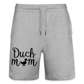 Duck Mom Shirt – lustiges Muttertagsgeschenk - Stanley/Stella Unisex Bio Joggingshorts Trainer  - Grau meliert - Vorne - Nik (191cm) & Marisol (170cm)