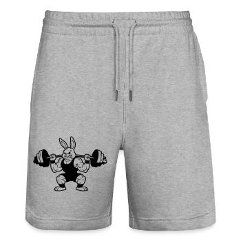 Muscle Bunny Dumbbell Outline - Stanley/Stella Trainer Unisex Organic Jogging Shorts - heather grey - Front - Nik (191cm) & Marisol (170cm)