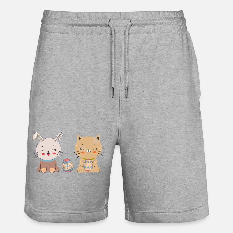 Pâques des chats mignons - Short de jogging bio TRAINER Stanley/Stella unisexe - gris chiné