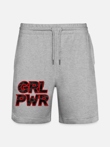 GRL PWR Girl Power Statement - Stanley/Stella Trainer Unisex Organic Jogging Shorts - heather grey