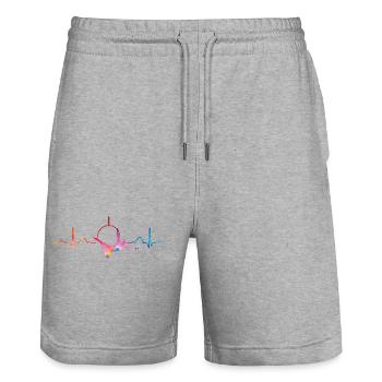 Aerialist Heartbeat Aerial Ring Lyra Air Ring - Stanley/Stella Trainer Unisex Organic Jogging Shorts - heather grey - Front - Nik (191cm) & Marisol (170cm)