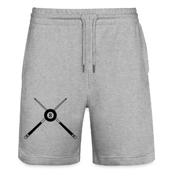 Crossed Pool Sticks Eight Ball - Stanley/Stella Trainer Unisex Organic Jogging Shorts - heather grey - Front - Nik (191cm) & Marisol (170cm)