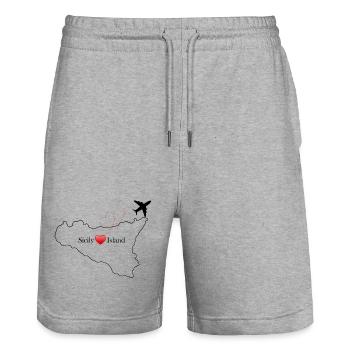 Île de Sicile - Short de jogging bio TRAINER Stanley/Stella unisexe - gris chiné - Devant - Nik (191cm) & Marisol (170cm)