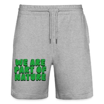 we are part of nature - Stanley/Stella Trainer Unisex Organic Jogging Shorts - heather grey - Front - Nik (191cm) & Marisol (170cm)