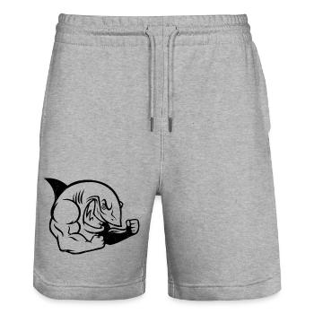 Muskulöser Hai Bodybuilder Workout Silhouette - Stanley/Stella Unisex Bio Joggingshorts Trainer  - Grau meliert - Vorne - Nik (191cm) & Marisol (170cm)