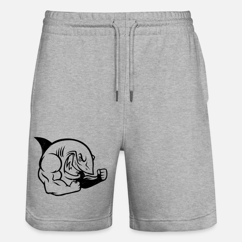 Silhouette d’entraînement musclé de bodybuilder requin - Short de jogging bio TRAINER Stanley/Stella unisexe - gris chiné