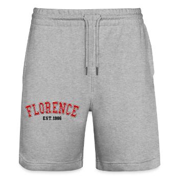 Florence fondée en 1986 - Short de jogging bio TRAINER Stanley/Stella unisexe - gris chiné - Devant - Nik (191cm) & Marisol (170cm)