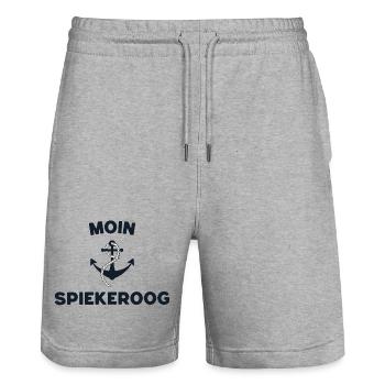 Moin Spiekeroog – Conception d’ancres maritimes - Short de jogging bio TRAINER Stanley/Stella unisexe - gris chiné - Devant - Nik (191cm) & Marisol (170cm)