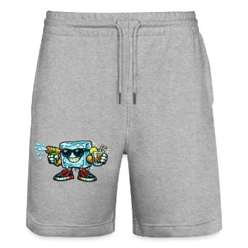IJsblok Zomer Splash - Stanley/Stella Trainer Unisex Organic Jogging Shorts - heather grey - Front - Nik (191cm) & Marisol (170cm)
