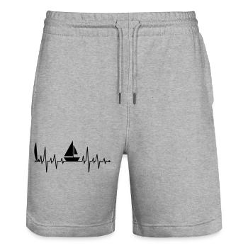 Segelboot Herzschlag - Stanley/Stella Unisex Bio Joggingshorts Trainer  - Grau meliert - Vorne - Nik (191cm) & Marisol (170cm)
