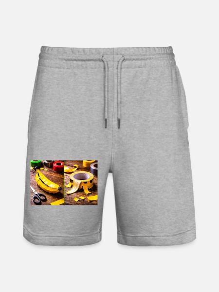 Yellow Tape Bananenkunst - Stanley/Stella Unisex Bio Joggingshorts Trainer  - Grau meliert