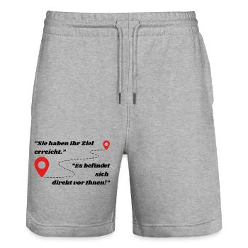 Pfad der Entdeckung: Lerne Neues kennen!  - Stanley/Stella Unisex Bio Joggingshorts Trainer  - Grau meliert - Vorne - Nik (191cm) & Marisol (170cm)