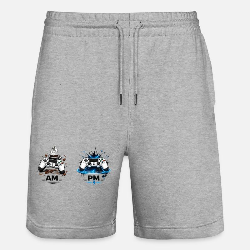 AM Coffee PM Gaming - Short de jogging bio TRAINER Stanley/Stella unisexe - gris chiné