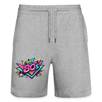 Retour à l’explosion néon des années 80 - Short de jogging bio TRAINER Stanley/Stella unisexe - gris chiné - Devant - Nik (191cm) & Marisol (170cm)