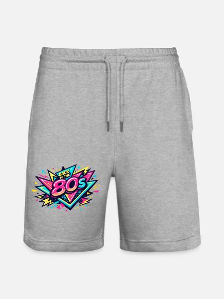 Back to the 80s Neon Burst - Stanley/Stella Trainer Unisex Organic Jogging Shorts - heather grey