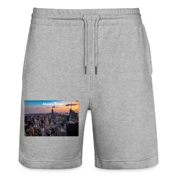 Urban evening rest - Stanley/Stella Trainer Unisex Organic Jogging Shorts - heather grey - Front - Nik (191cm) & Marisol (170cm)