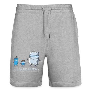 Software Engineer IT Support J-og Your Memory Gym  - Stanley/Stella Trainer Unisex Organic Jogging Shorts - heather grey - Front - Nik (191cm) & Marisol (170cm)