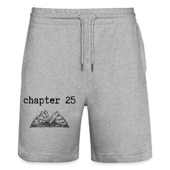 chapter 25 Geburtstag - Stanley/Stella Unisex Bio Joggingshorts Trainer  - Grau meliert - Vorne - Nik (191cm) & Marisol (170cm)