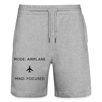 Mode Airplane Mind Focused – Digital Detox Spruch - Stanley/Stella Unisex Bio Joggingshorts Trainer  - Grau meliert - Vorne - Nik (191cm) & Marisol (170cm)