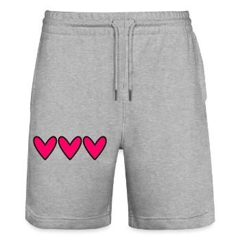 HERZ. PAAR. VALENTINSTAG. GERADE VERHEIRATET. Junggesellinnenabschied. - Stanley/Stella Unisex Bio Joggingshorts Trainer  - Grau meliert - Vorne - Nik (191cm) & Marisol (170cm)
