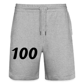 100. 100 JAHRE. 100-JÄHRIGES JUBILÄUM. GEBURTSTAG 100 - Stanley/Stella Unisex Bio Joggingshorts Trainer  - Grau meliert - Vorne - Nik (191cm) & Marisol (170cm)