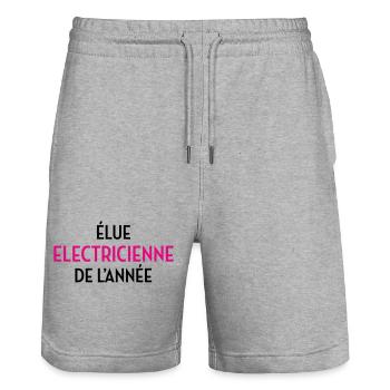 Élue Électricienne de l'Année : La Reine des Watts - Short de jogging bio TRAINER Stanley/Stella unisexe - gris chiné - Devant - Nik (191cm) & Marisol (170cm)
