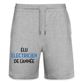 Élu Électricien de l'Année : Champion du Courant - Short de jogging bio TRAINER Stanley/Stella unisexe - gris chiné - Devant - Nik (191cm) & Marisol (170cm)