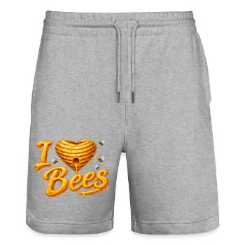 I Love Bees Honey Bees Illustration - Stanley/Stella Trainer Unisex Organic Jogging Shorts - heather grey - Front - Nik (191cm) & Marisol (170cm)