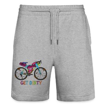 Illustration de gravel boueux et sale - Short de jogging bio TRAINER Stanley/Stella unisexe - gris chiné - Devant - Nik (191cm) & Marisol (170cm)