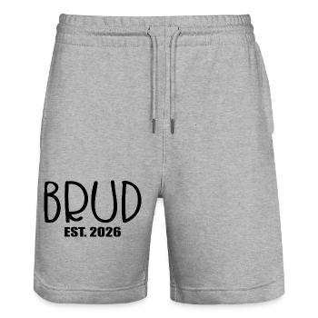Braut 2026 - Stanley/Stella Unisex Bio Joggingshorts Trainer  - Grau meliert - Vorne - Nik (191cm) & Marisol (170cm)