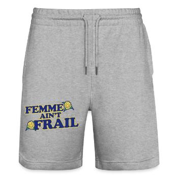 Femme n’est pas fragile - Short de jogging bio TRAINER Stanley/Stella unisexe - gris chiné - Devant - Nik (191cm) & Marisol (170cm)