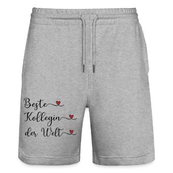 Beste Kollegin der Welt - Stanley/Stella Unisex Bio Joggingshorts Trainer  - Grau meliert - Vorne - Nik (191cm) & Marisol (170cm)