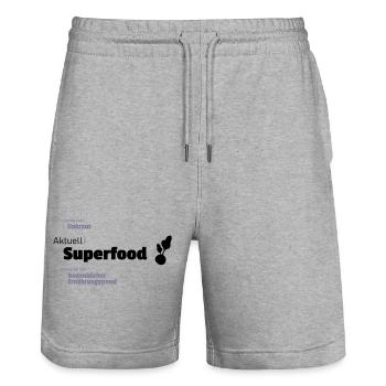 aktuelles Superfood - Stanley/Stella Unisex Bio Joggingshorts Trainer  - Grau meliert - Vorne - Nik (191cm) & Marisol (170cm)
