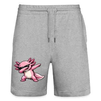 Dabbing Axolotl - Stanley/Stella Trainer Unisex Organic Jogging Shorts - heather grey - Front - Nik (191cm) & Marisol (170cm)