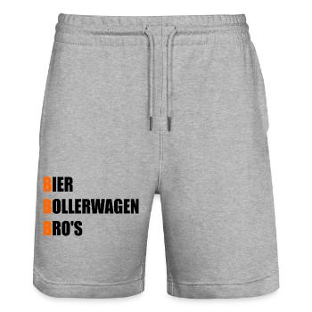 Männertag Bier Bollerwagen - Stanley/Stella Unisex Bio Joggingshorts Trainer  - Grau meliert - Vorne - Nik (191cm) & Marisol (170cm)