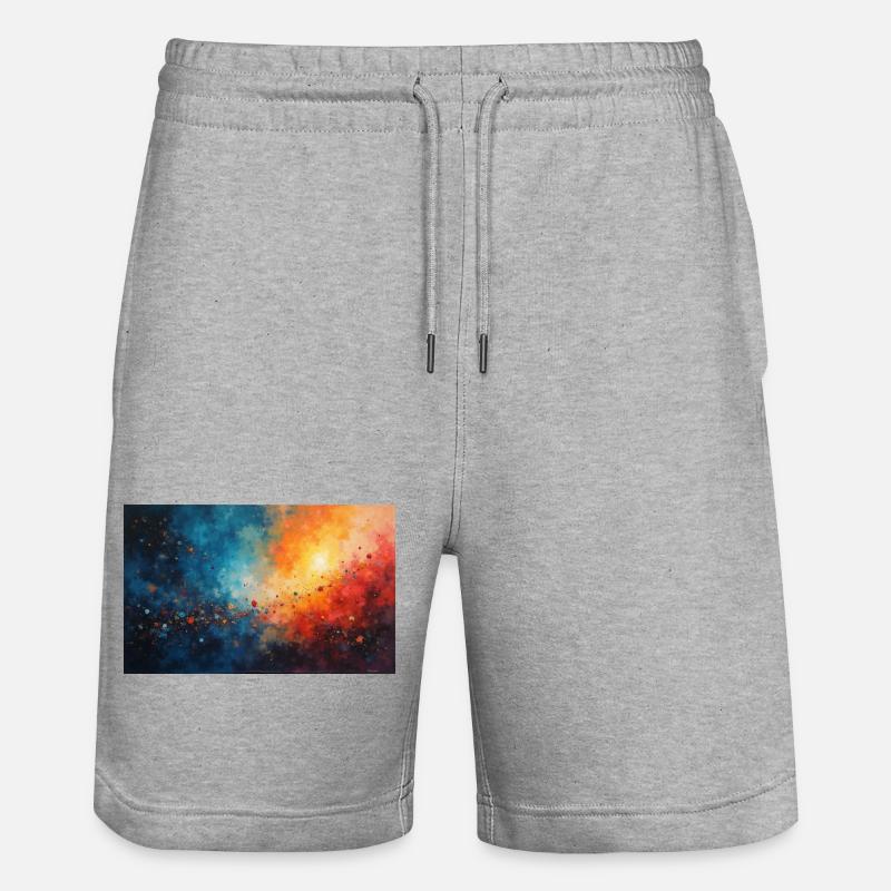 Cosmic Dawn Abstract Splash - Stanley/Stella Unisex Bio Joggingshorts Trainer  - Grau meliert