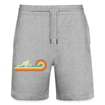 Retro Curler Sliding Curling Wintersport - Stanley/Stella Unisex Bio Joggingshorts Trainer  - Grau meliert - Vorne - Nik (191cm) & Marisol (170cm)