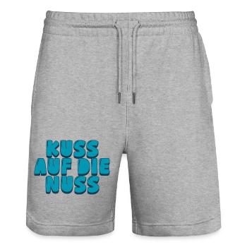 Kuss auf die Nuss - Stanley/Stella Unisex Bio Joggingshorts Trainer  - Grau meliert - Vorne - Nik (191cm) & Marisol (170cm)