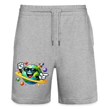 Earth Sunglasses Space Travel - Stanley/Stella Trainer Unisex Organic Jogging Shorts - heather grey - Front - Nik (191cm) & Marisol (170cm)