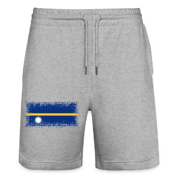 Land Nauru - Stanley/Stella Unisex Bio Joggingshorts Trainer  - Grau meliert - Vorne - Nik (191cm) & Marisol (170cm)