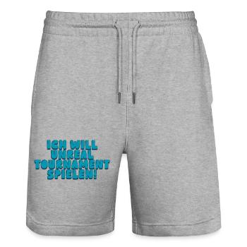 Ich will Unreal Tournament spielen! - Stanley/Stella Unisex Bio Joggingshorts Trainer  - Grau meliert - Vorne - Nik (191cm) & Marisol (170cm)