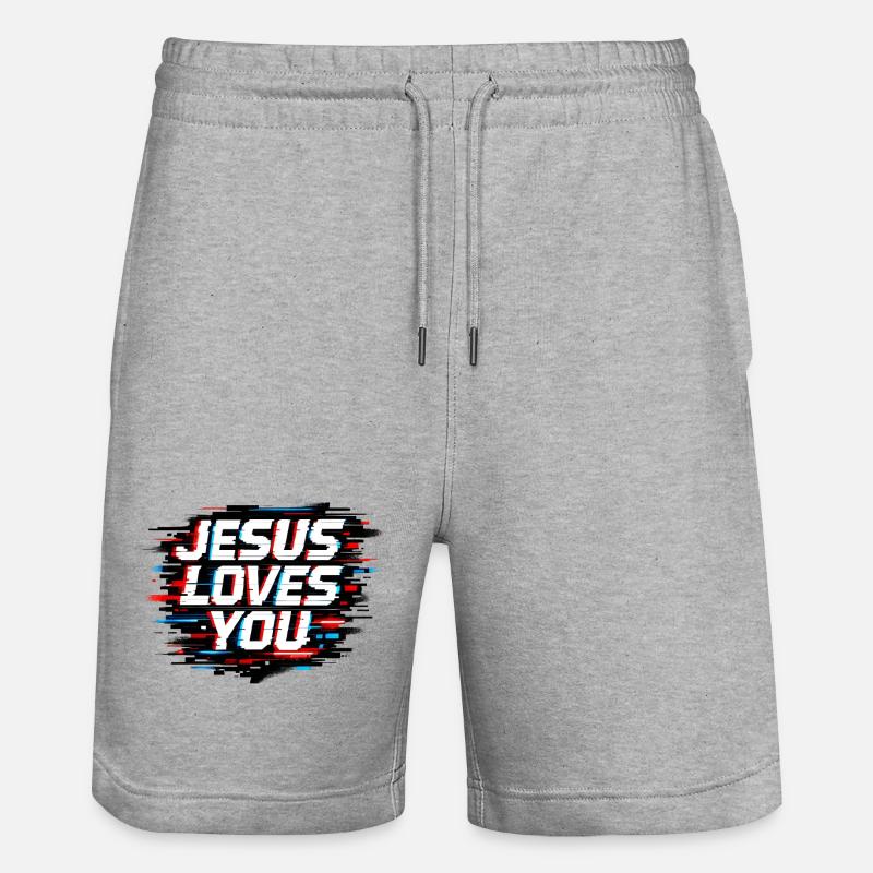 Jésus t’aime - Short de jogging bio TRAINER Stanley/Stella unisexe - gris chiné