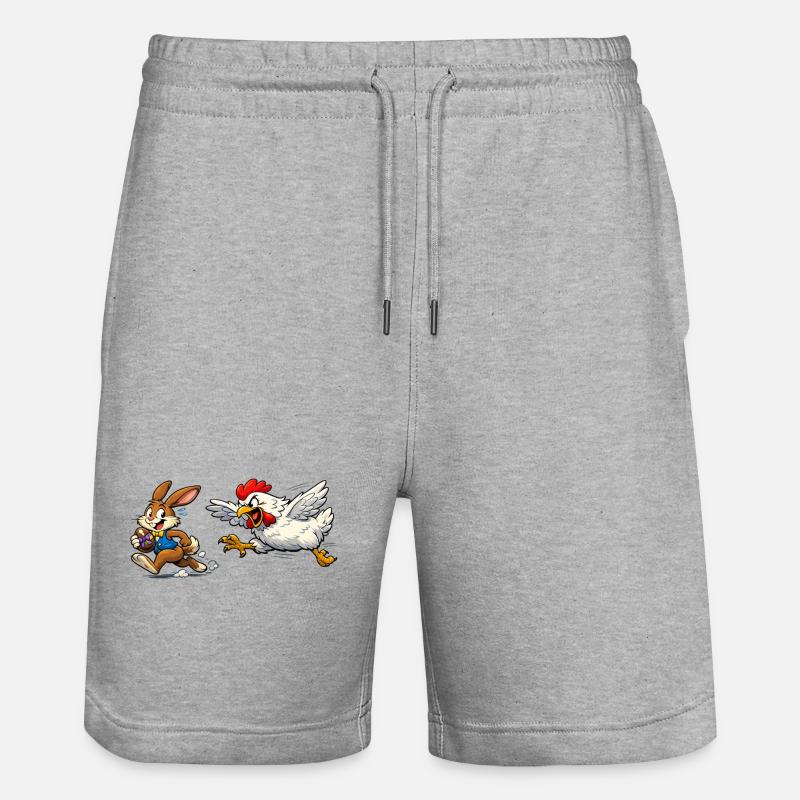 Lapin de Pâques et poule - Short de jogging bio TRAINER Stanley/Stella unisexe - gris chiné