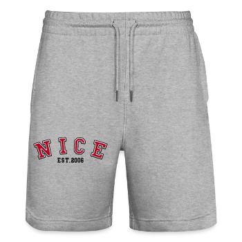 Nice Est. 2006 - Stanley/Stella Trainer Unisex Organic Jogging Shorts - heather grey - Front - Nik (191cm) & Marisol (170cm)