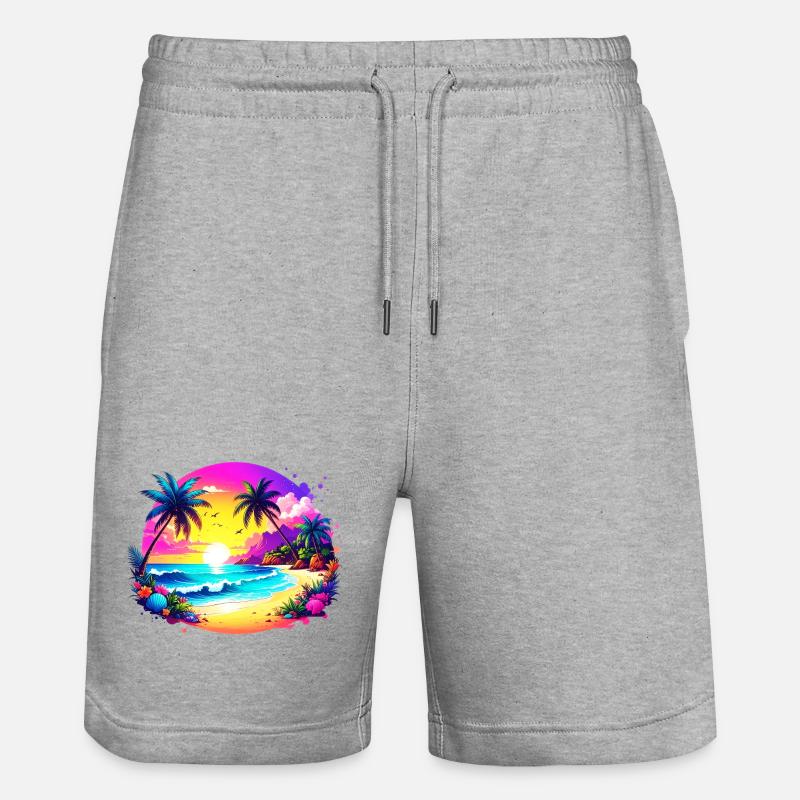 Île Sunset sur la plage tropicale - Short de jogging bio TRAINER Stanley/Stella unisexe - gris chiné