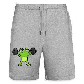 Green Gym Frog Lifter - Stanley/Stella Trainer Unisex Organic Jogging Shorts - heather grey - Front - Nik (191cm) & Marisol (170cm)
