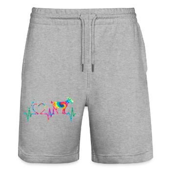 Regenbogenherzziege - Stanley/Stella Unisex Bio Joggingshorts Trainer  - Grau meliert - Vorne - Nik (191cm) & Marisol (170cm)
