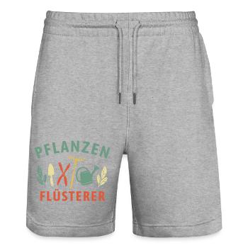 Pflanzen Flüsterer - Retro Gärtner Natur - Stanley/Stella Unisex Bio Joggingshorts Trainer  - Grau meliert - Vorne - Nik (191cm) & Marisol (170cm)